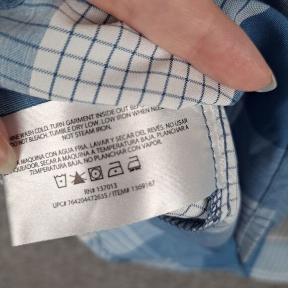 Orvis Shirt Men XL Blue Plaid Button Down Short Sleeve Fishing Hiking Tech - Picture 11 of 11